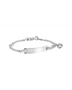 Rikkoert zilveren graveerarmband met gourmet schakel en zirkonia 11 - 13 cm.