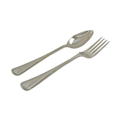 2-delig Zilveren kinderbestekje Parelrand 14 cm. Zilver Rikkoert Huiscollectie